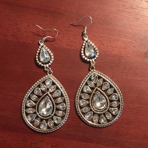 Large silver & rhinestone earrings